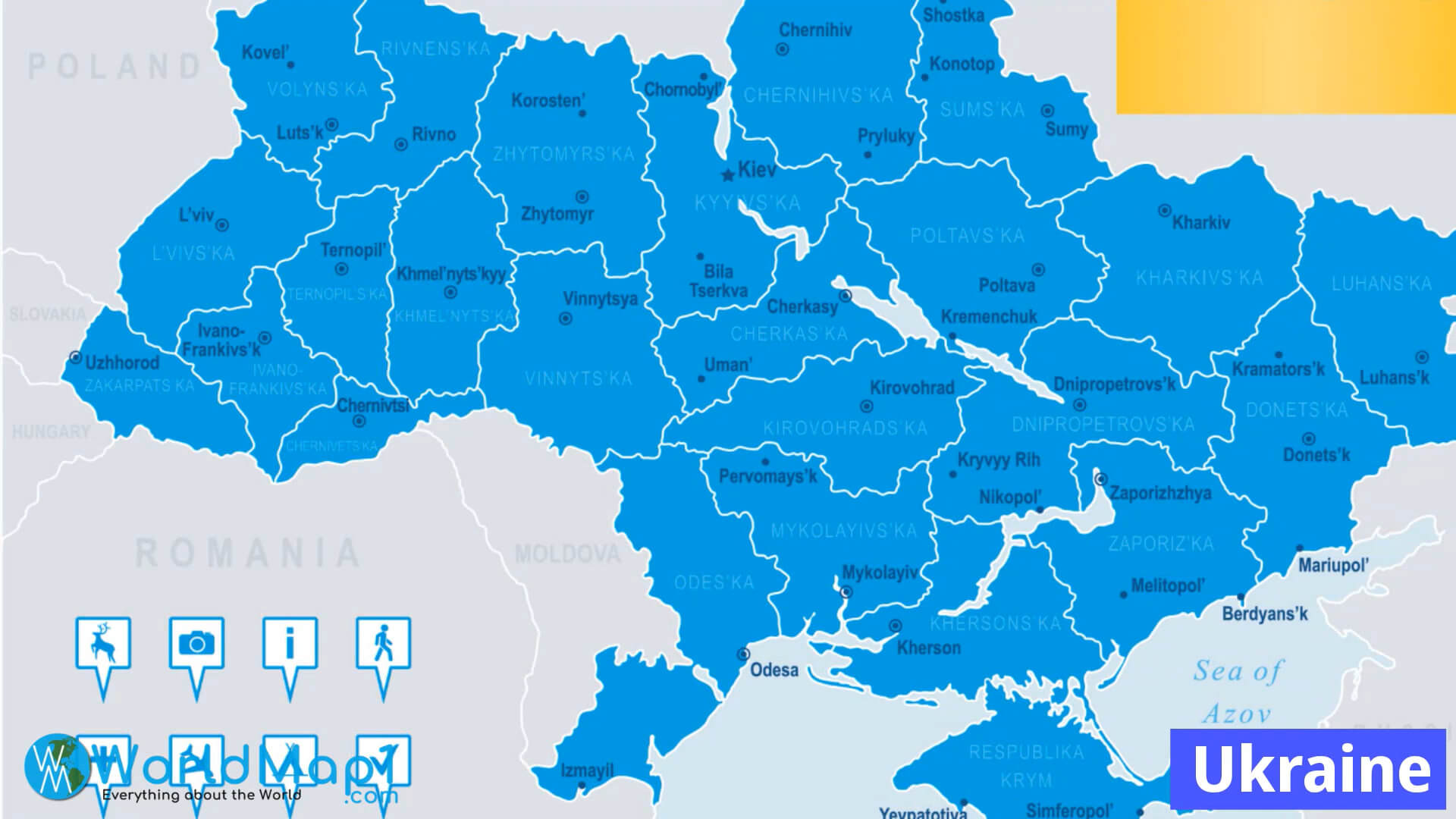 Karte der Regionen der Ukraine